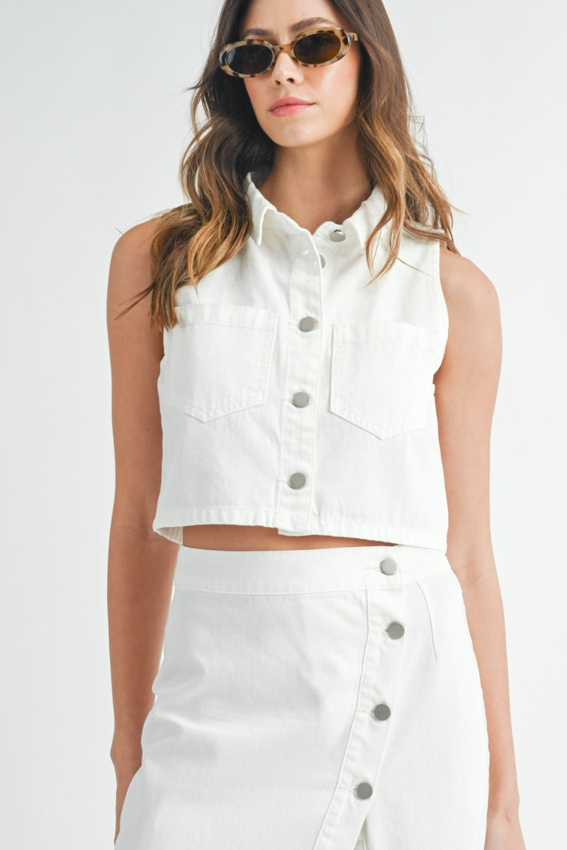 Torrey White Denim Skirt Set - FINAL SALE