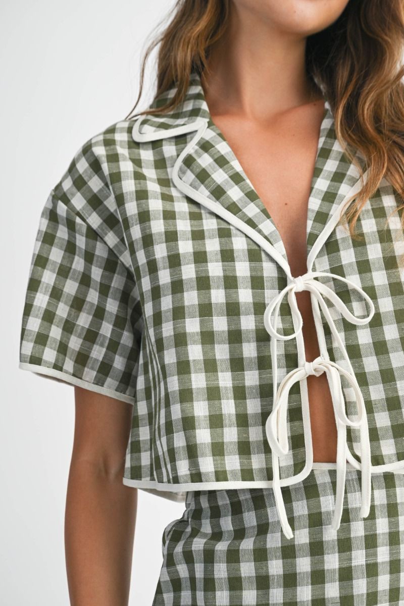 Farlyn Olive Gingham Set