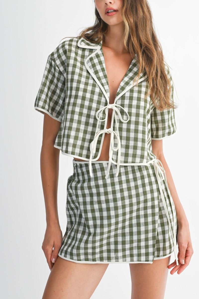Farlyn Olive Gingham Set