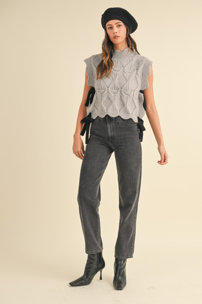 Nellie Grey Contrast Tie Sweater Vest - FINAL SALE