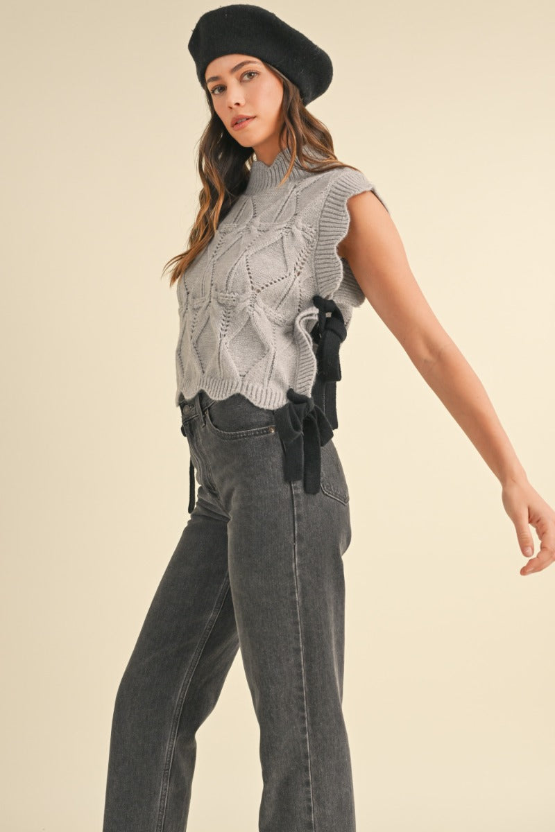 Nellie Grey Contrast Tie Sweater Vest - FINAL SALE