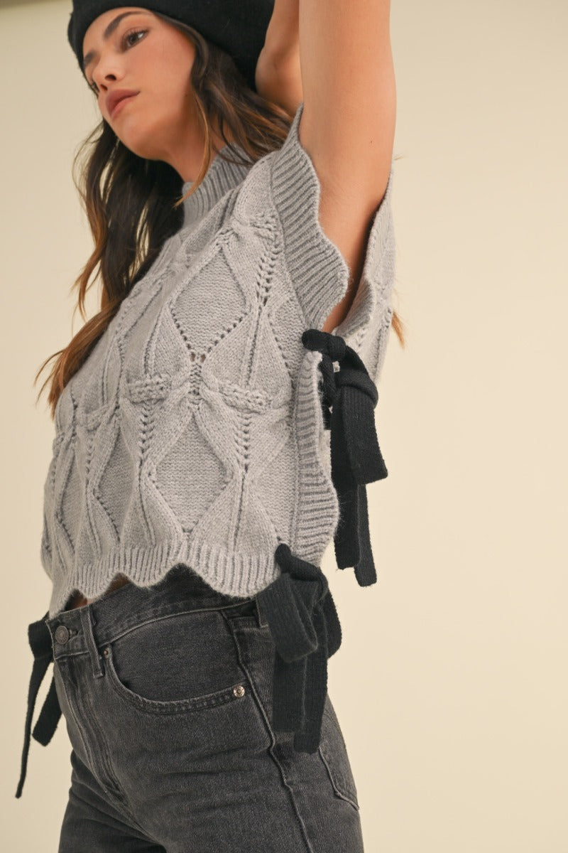 Nellie Grey Contrast Tie Sweater Vest - FINAL SALE
