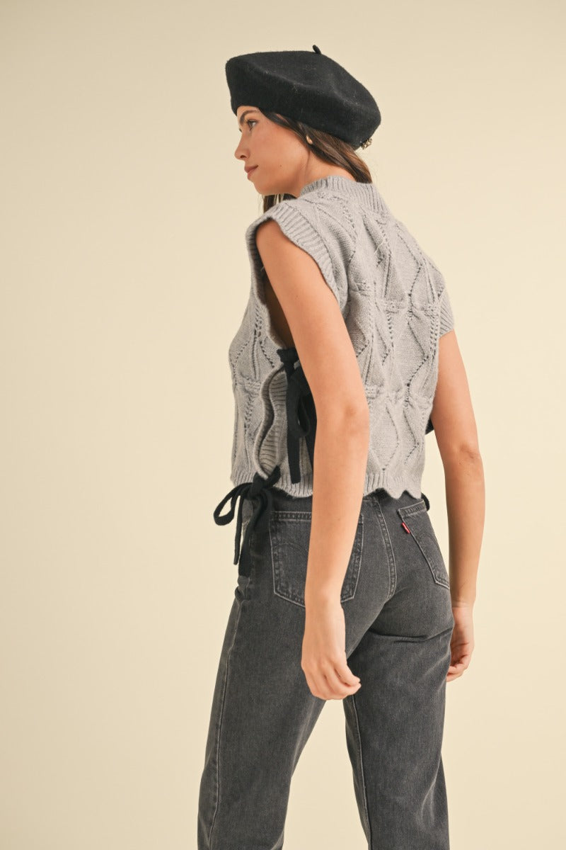 Nellie Grey Contrast Tie Sweater Vest - FINAL SALE