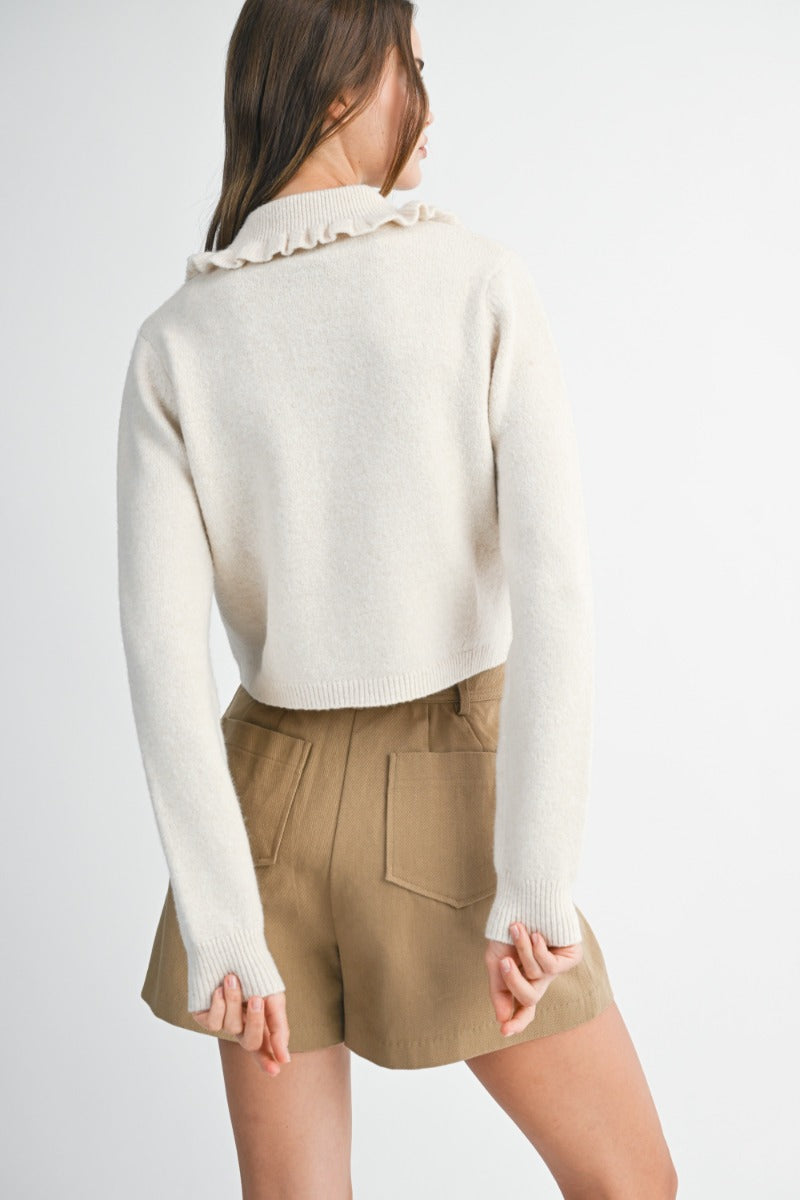 Santos Cream Collared Cardigan Sweater