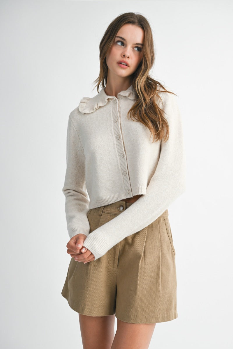 Santos Cream Collared Cardigan Sweater