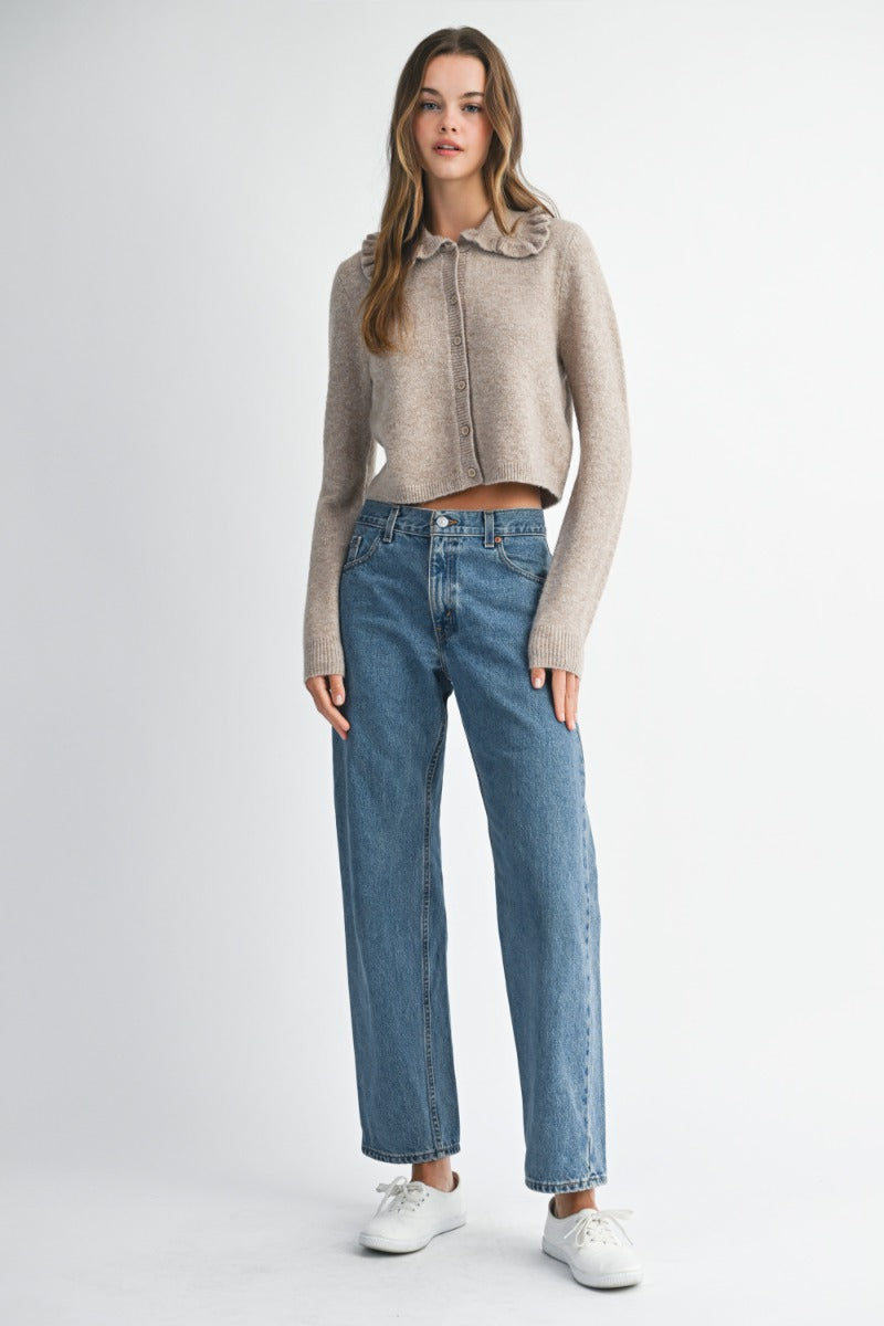 Santos Mocha Collared Cardigan Sweater