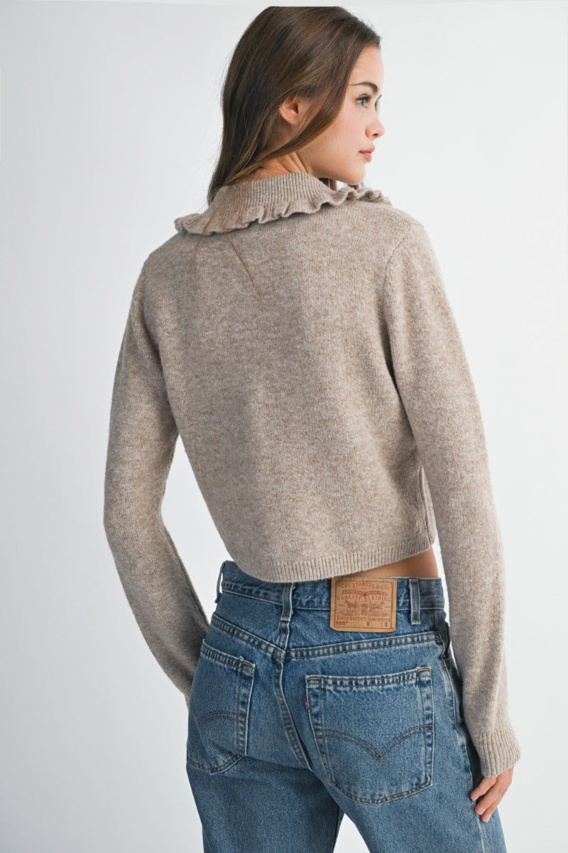 Santos Mocha Collared Cardigan Sweater