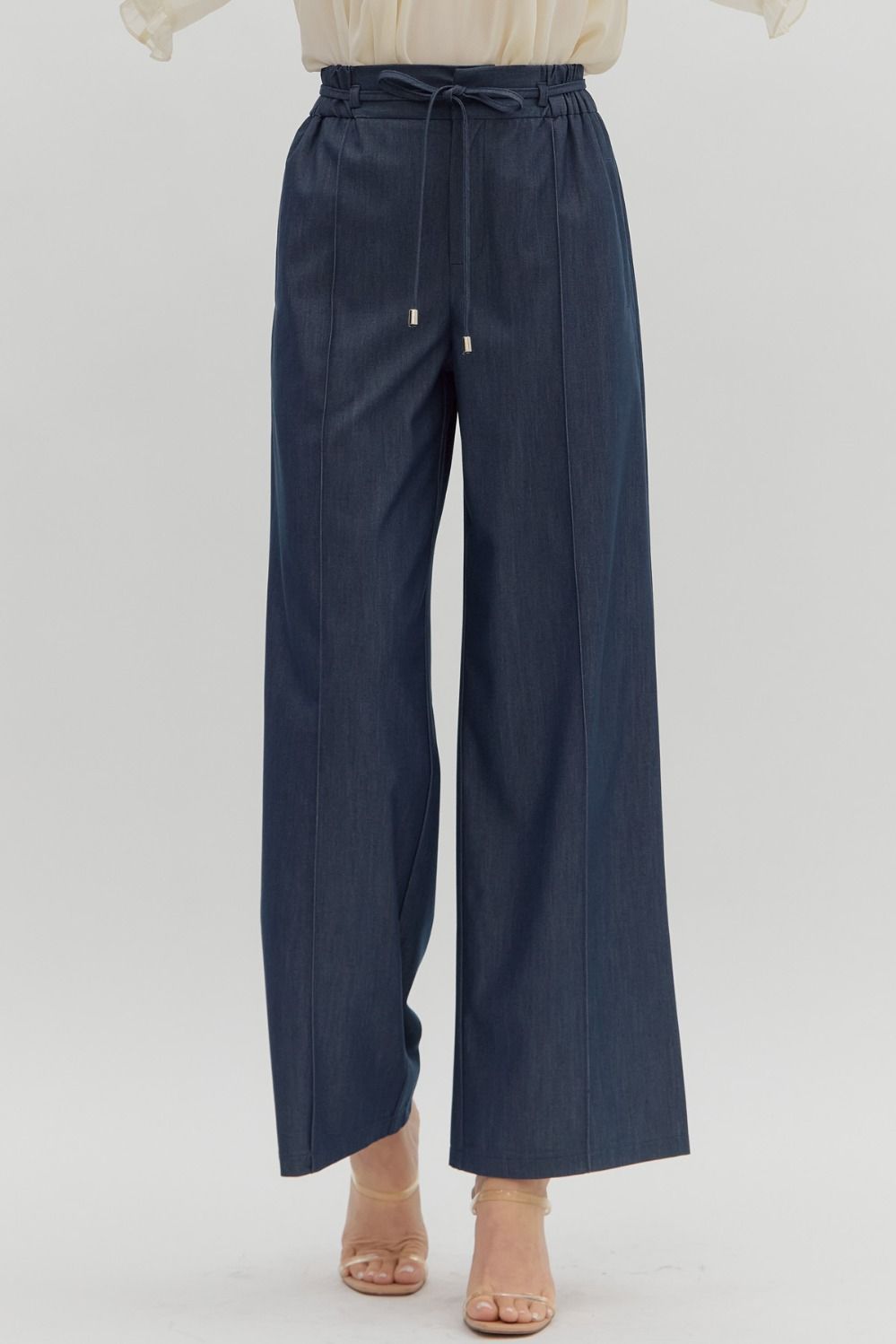 Sophia Dark Denim Elastic Waist Pants
