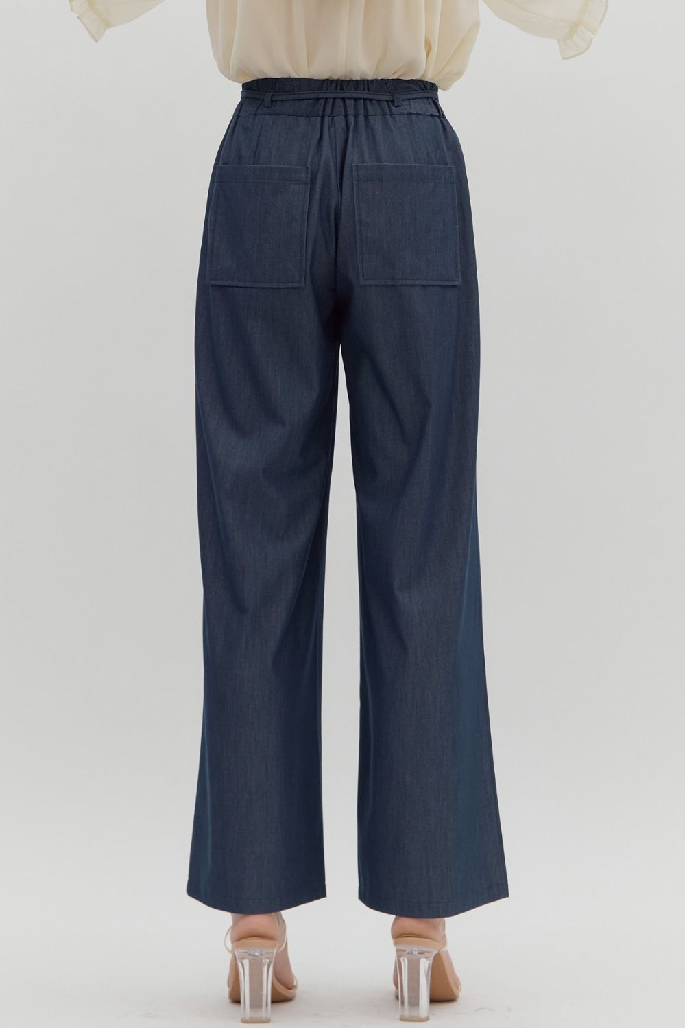 Sophia Dark Denim Elastic Waist Pants