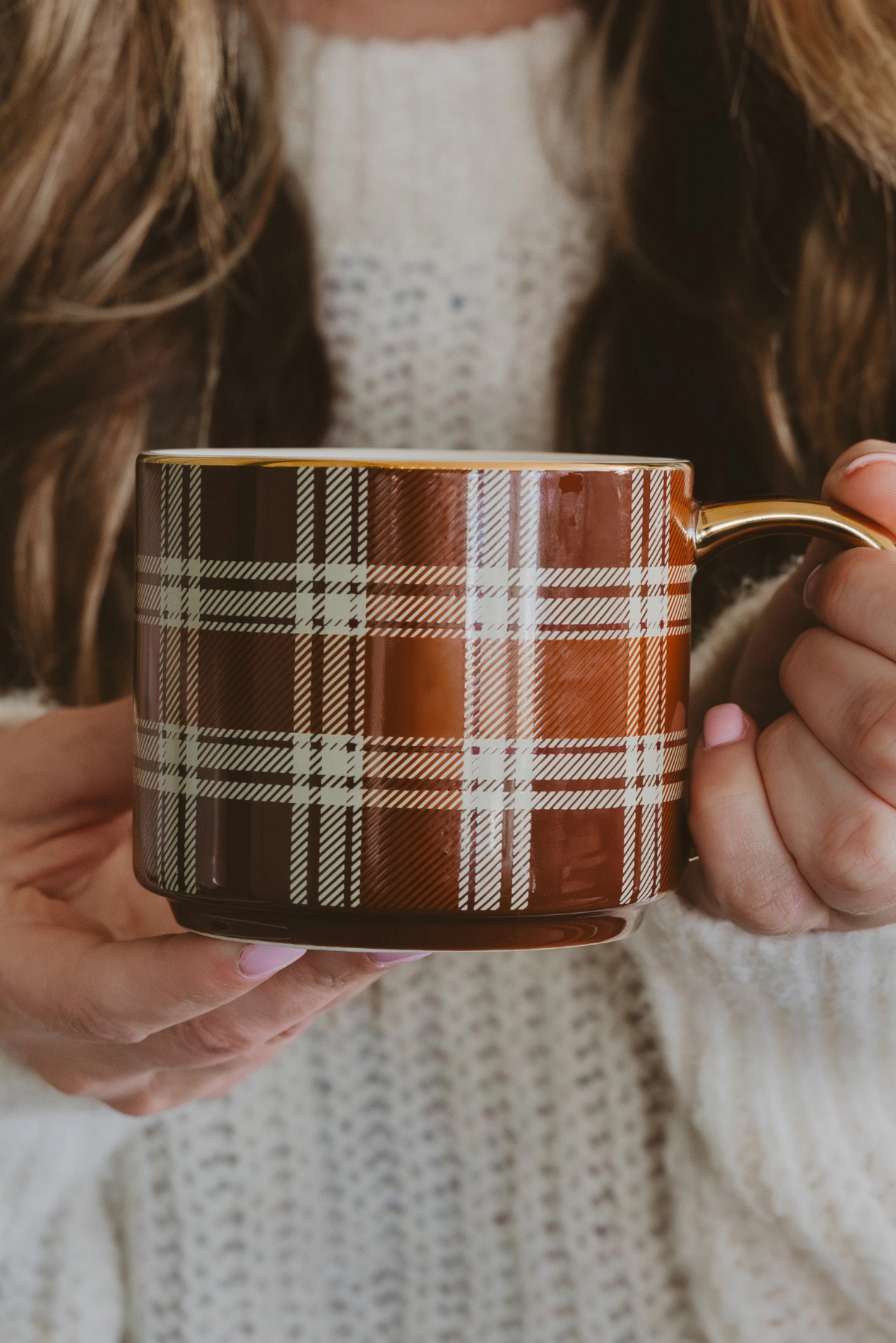 Brown Plaid Coffee Mug - FINAL SALE