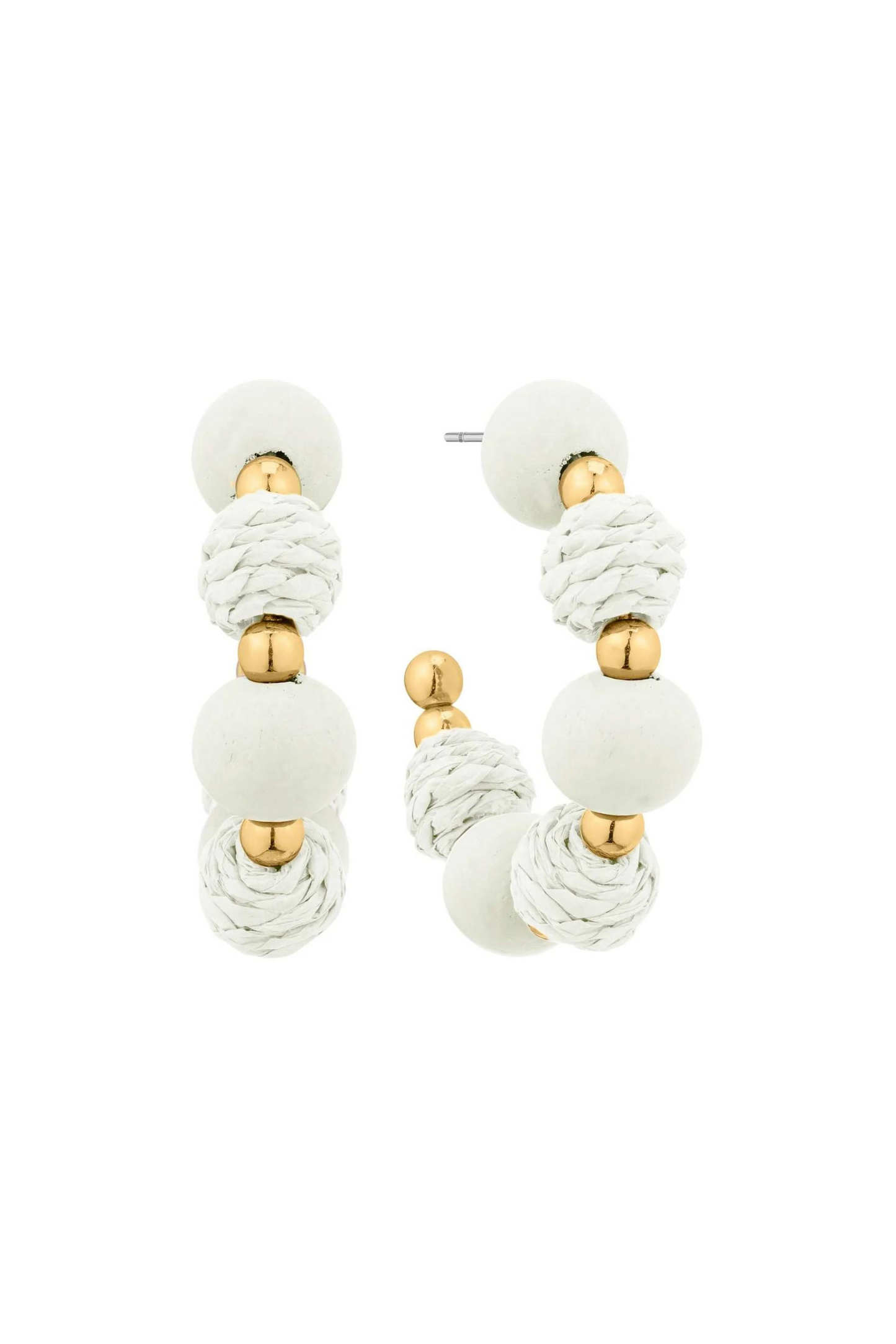 White Beaded Hoop Earrings - FINAL SALE