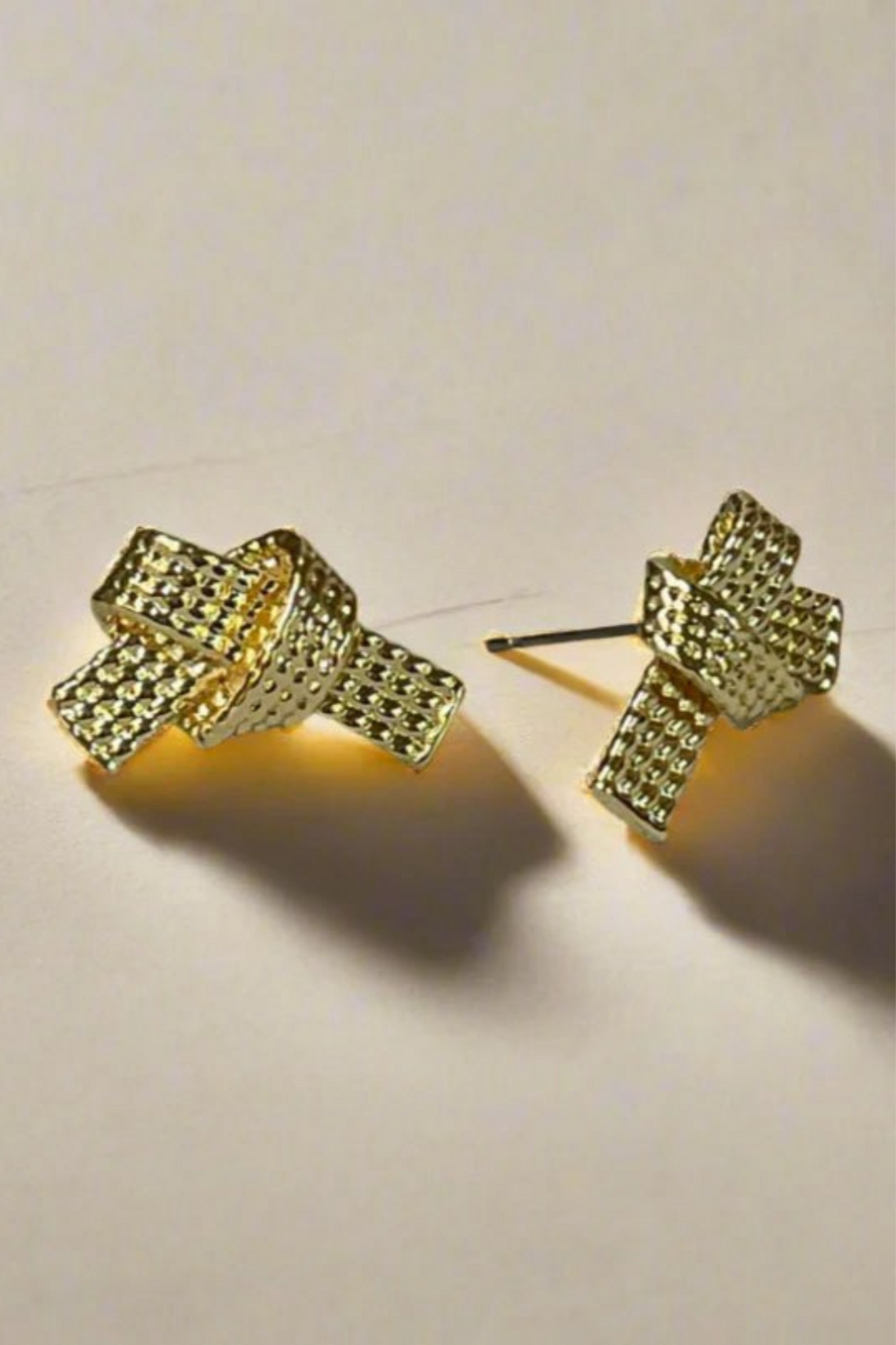 Gold Textured Knot Post Earrings - FINAL SALE