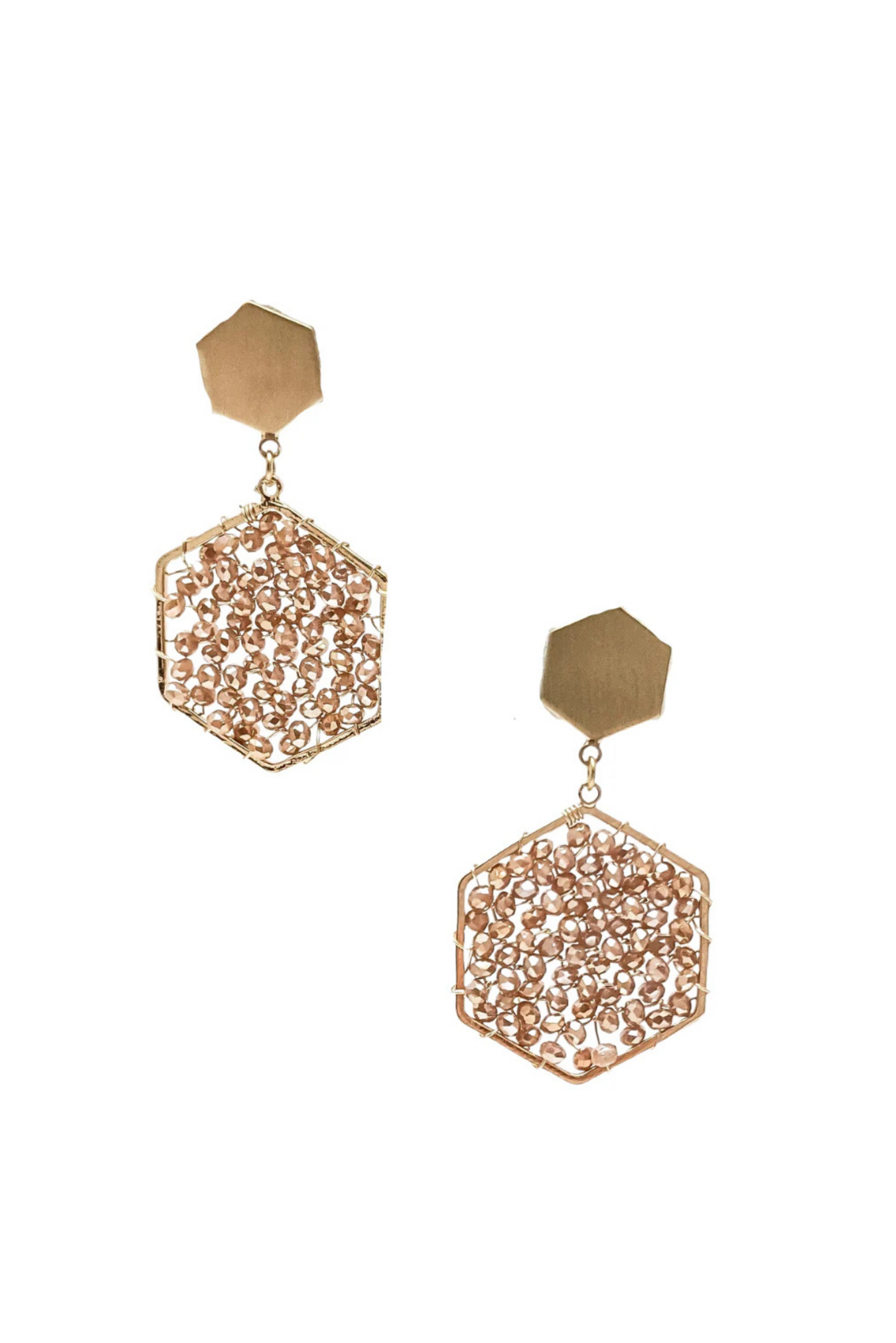 Myrna Brown Beaded Drop Earrings - FINAL SALE