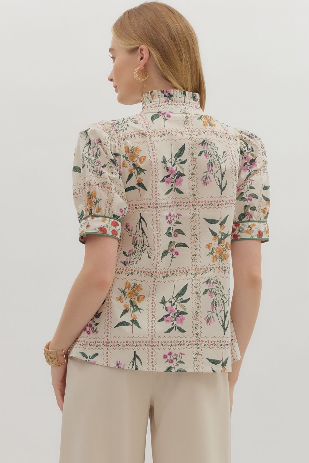 Zolah Ecru Floral Blouse