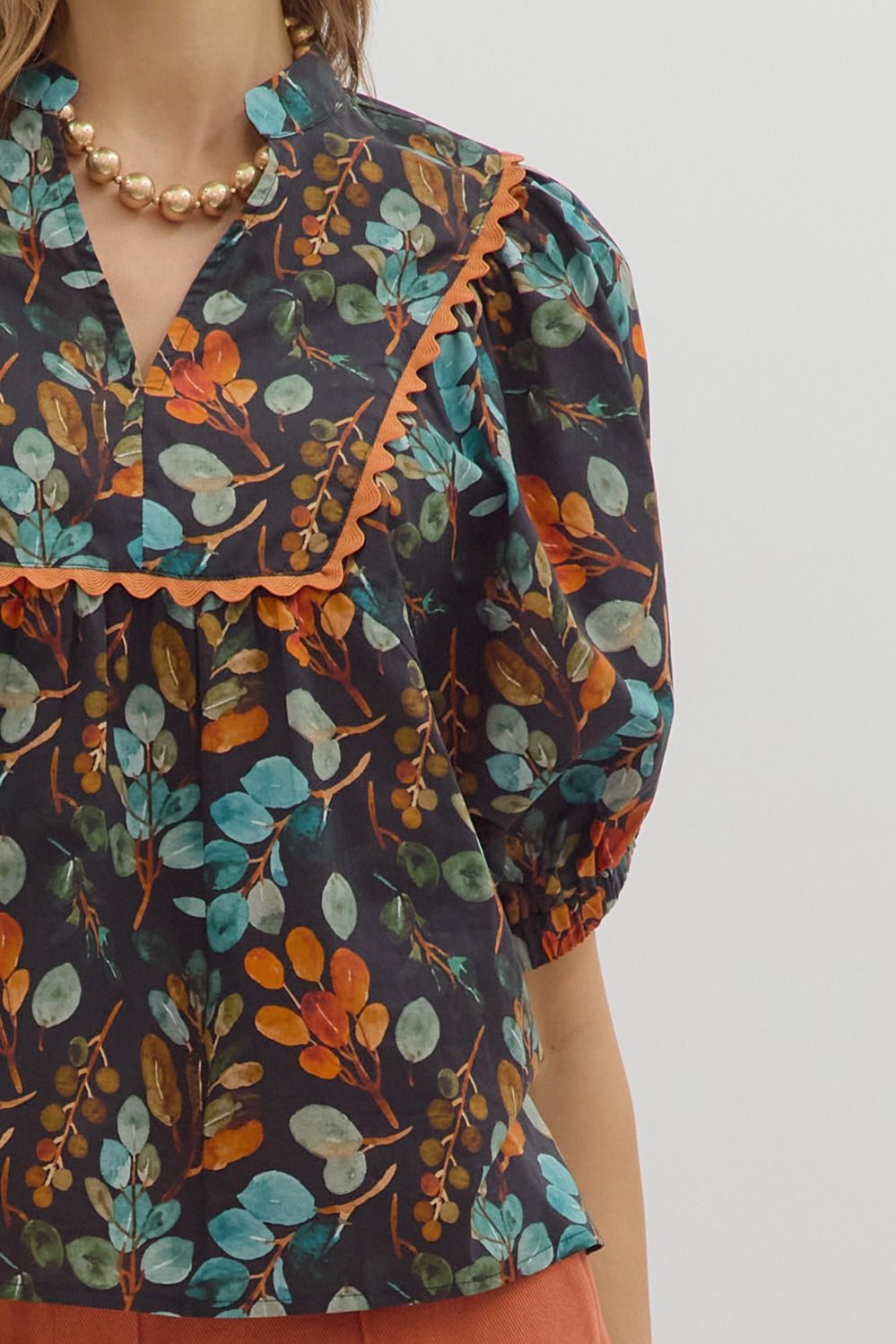 Sabrinah Black Floral Babydoll Top