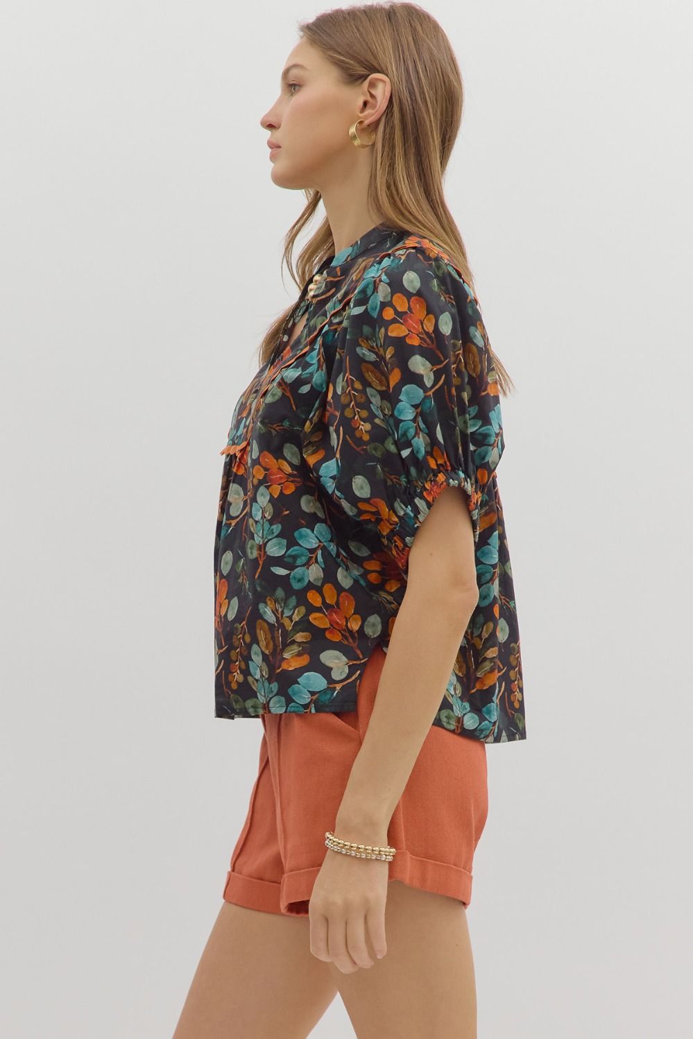 Sabrinah Black Floral Babydoll Top