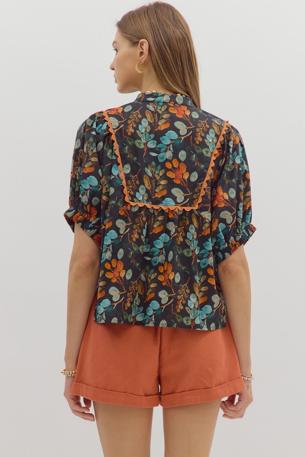 Sabrinah Black Floral Babydoll Top