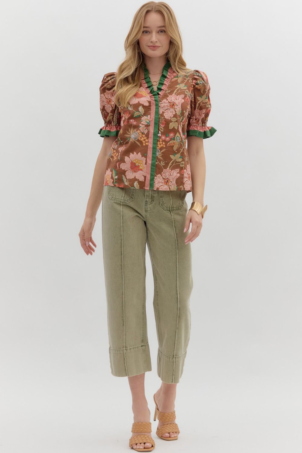 Grinnell Brown Floral Blouse