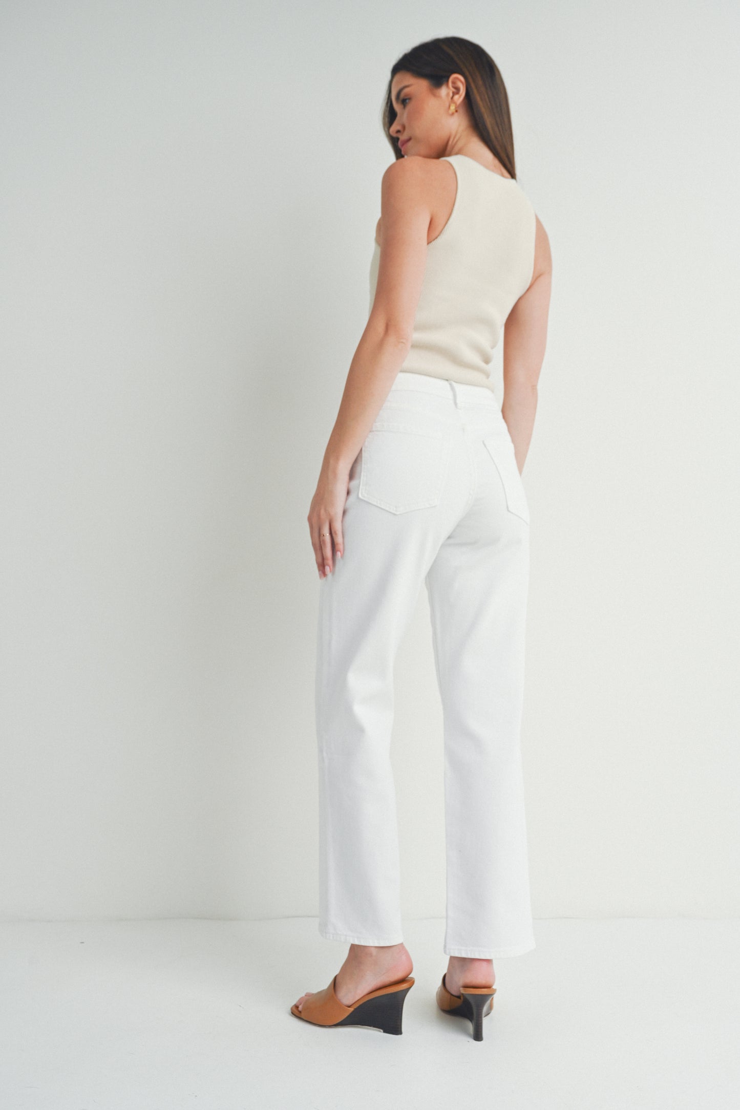 Raena White Relaxed Straight Denim