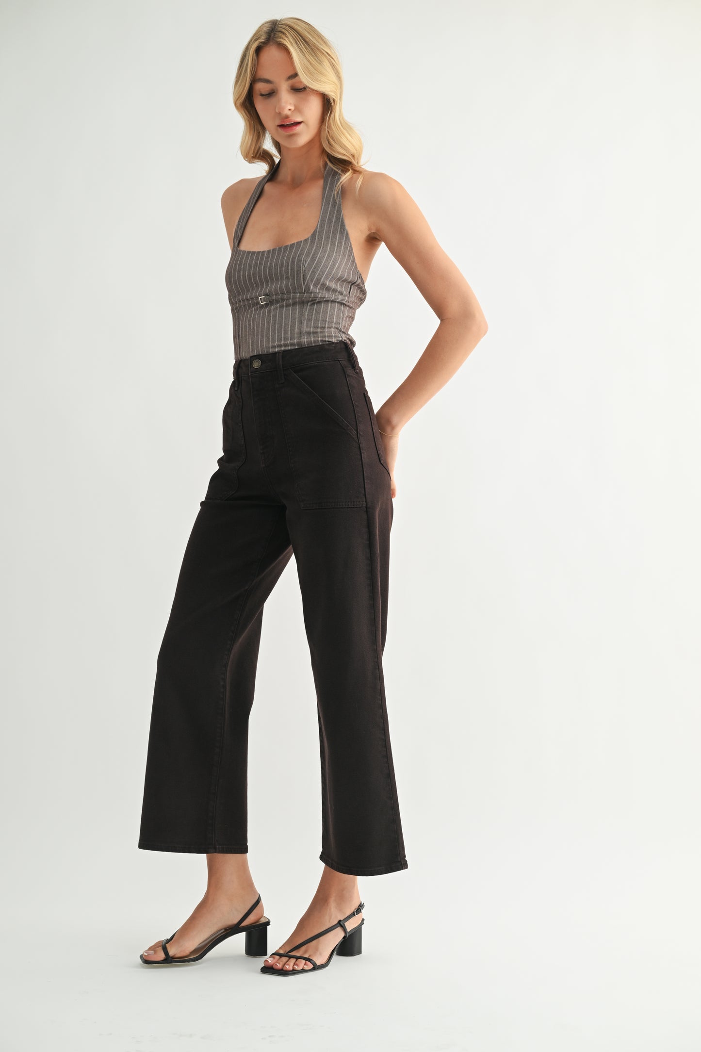 Marney Chocolate Cargo Wide Leg Denim