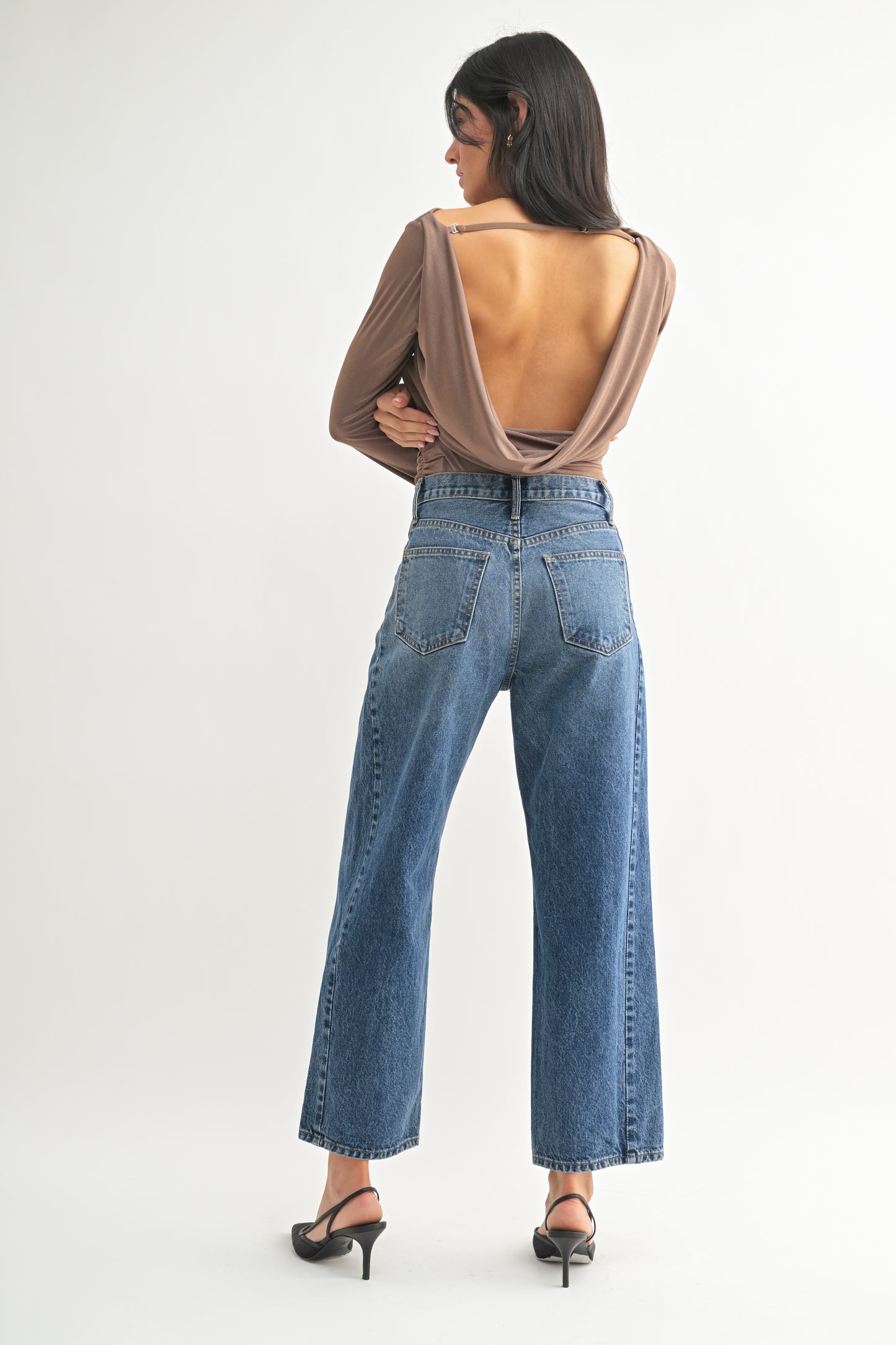 Nicolete Dark Wash Barrel Denim