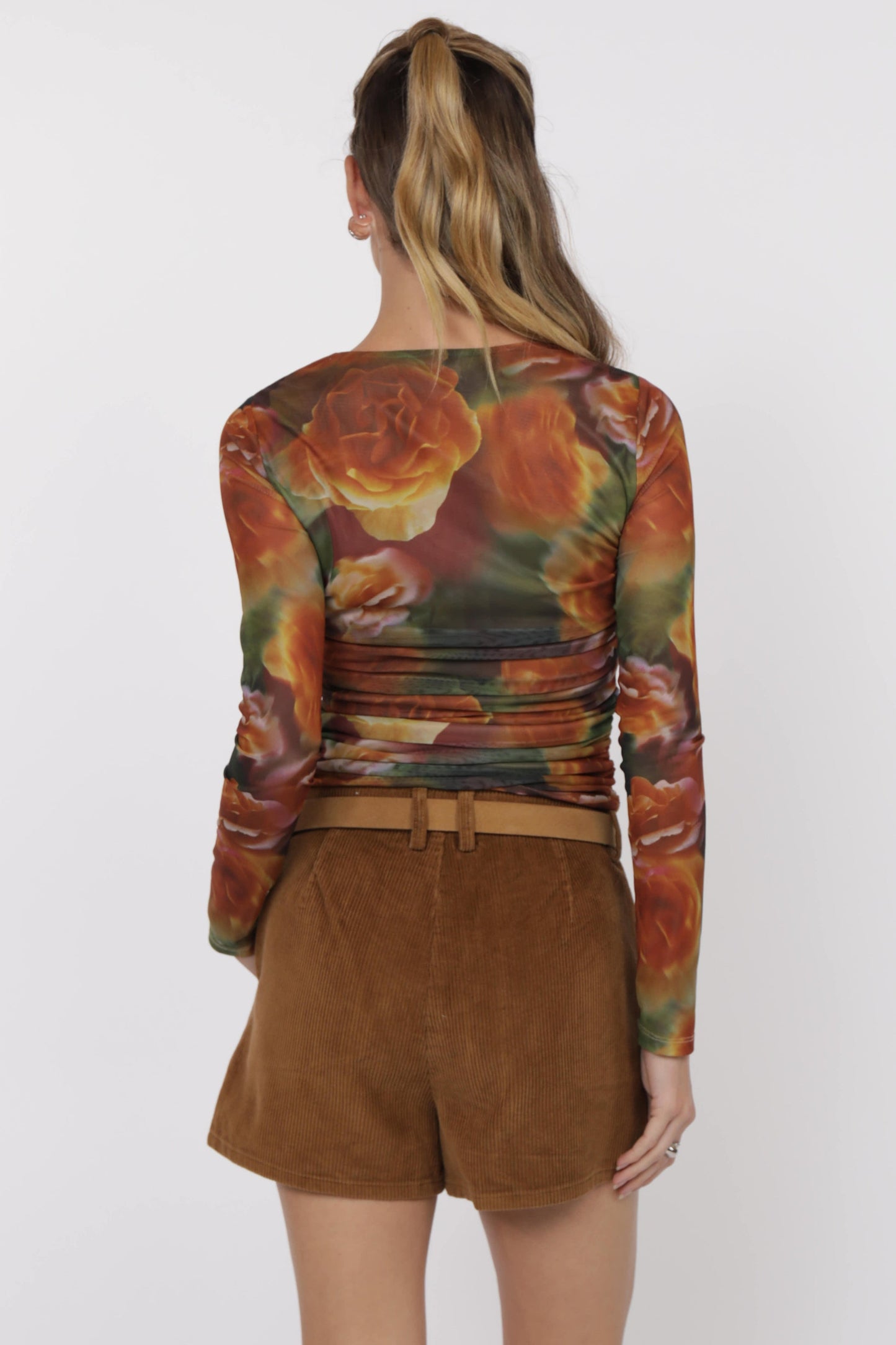 Ladina Red Multi Floral Mesh Top