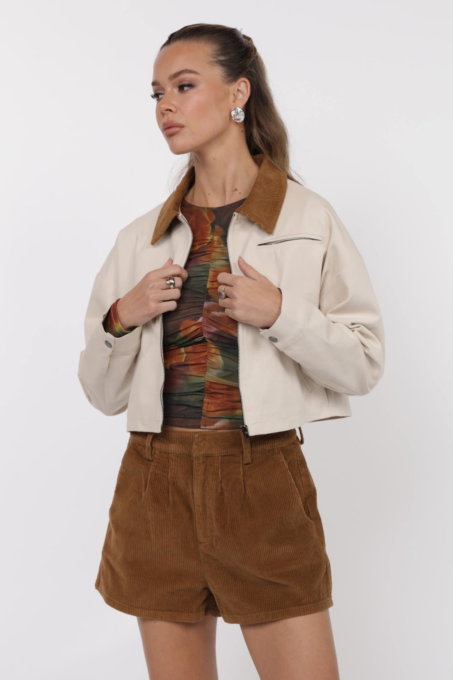 Balina Ivory Cropped Barn Jacket