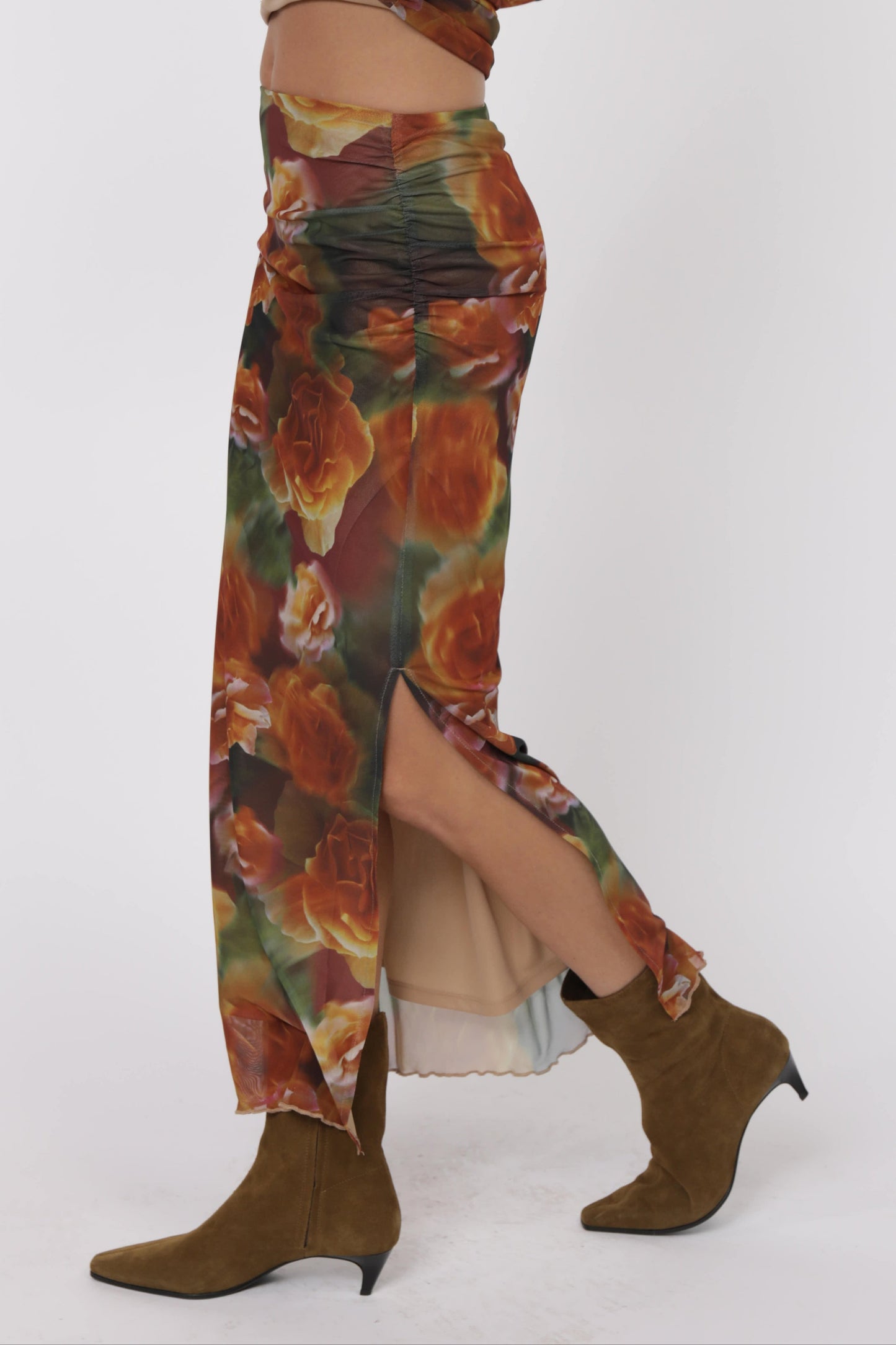 Ladina Red Multi Floral Mesh Skirt