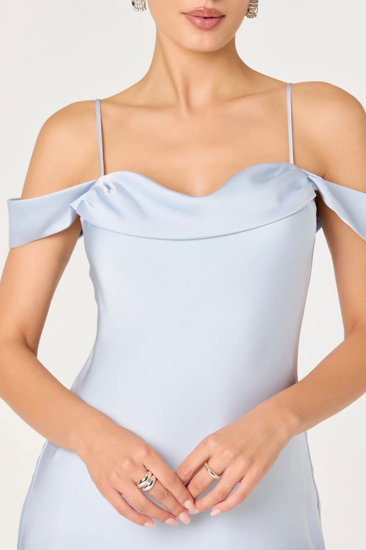 Araxie Blue Satin Midi Dress