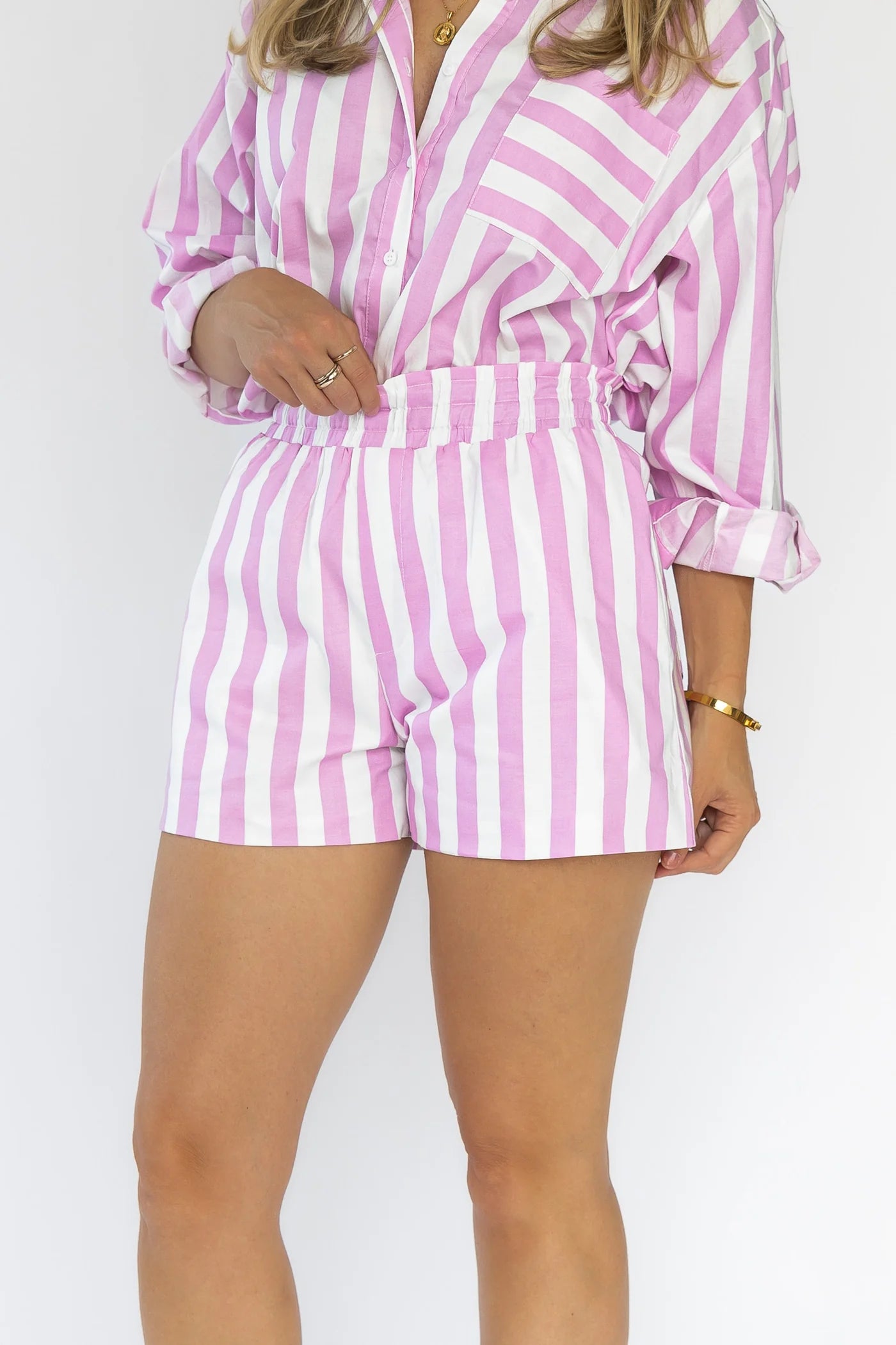 Nicole Pink Striped Shirt & Shorts Set - FINAL SALE