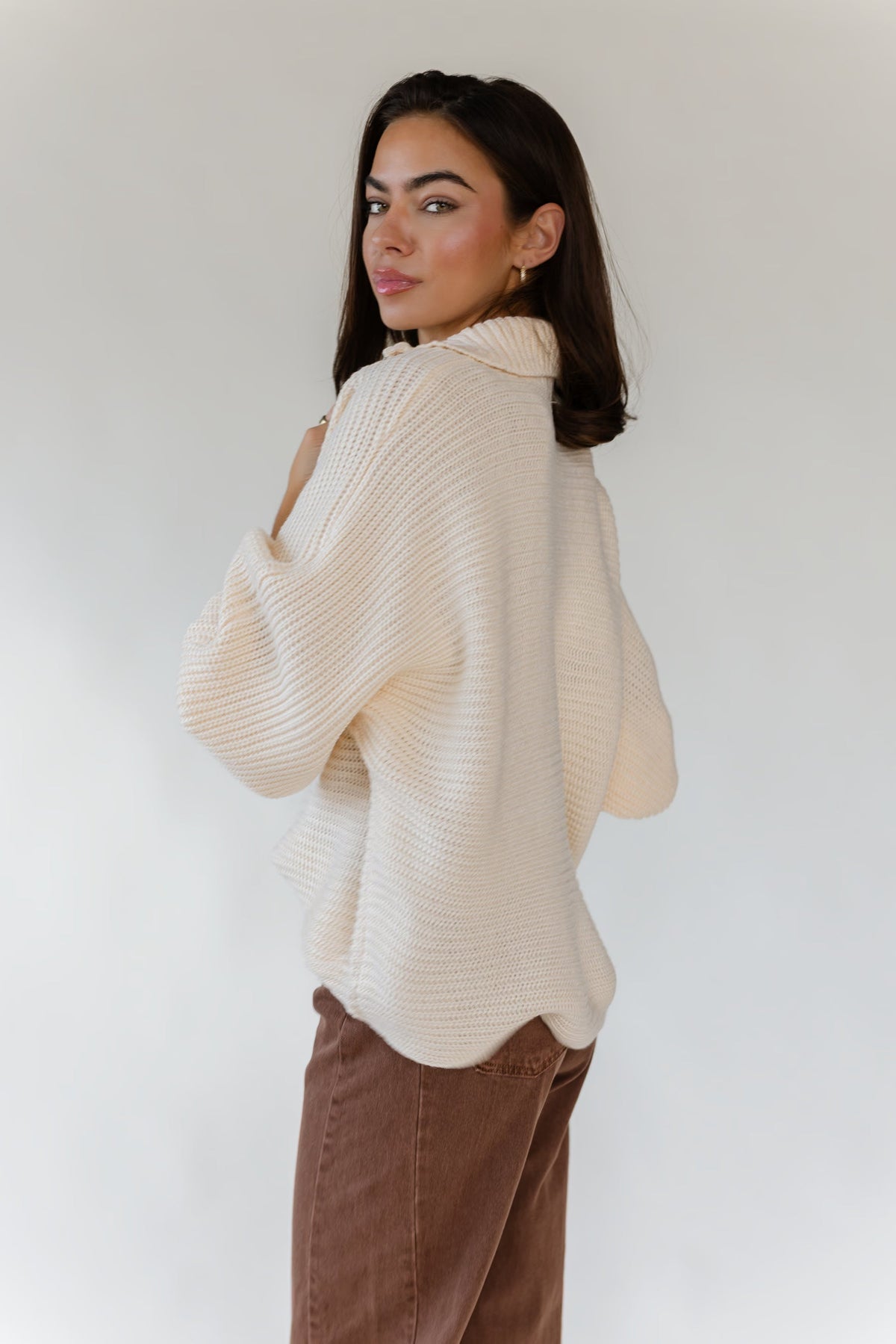 Greyson Cream Half Zip Sweater