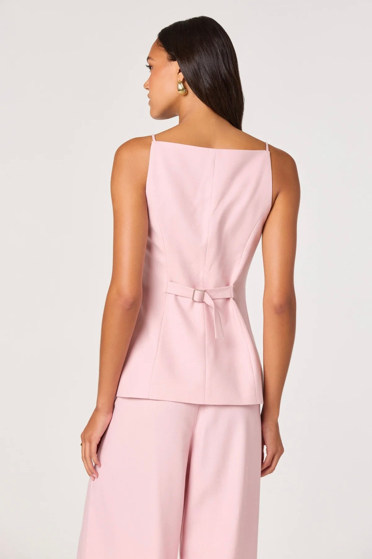 Neha Pink Linen Button Front Top