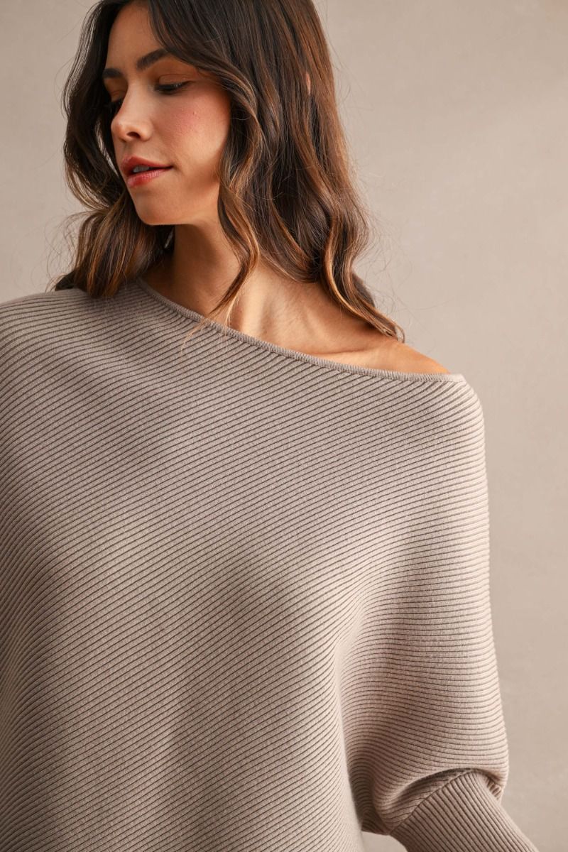 Bellmont Mocha Ribbed Asymmetrical Top