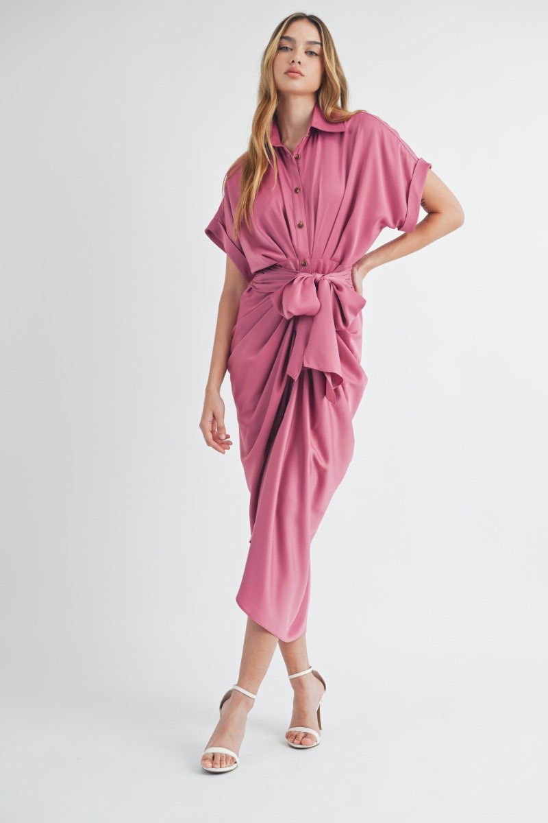 Knotty Looks Mauve Midi Dress