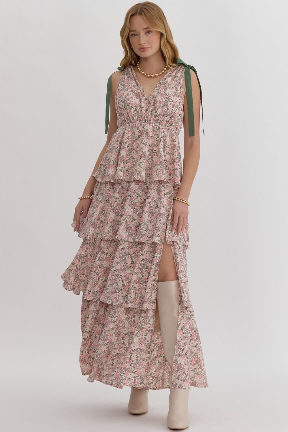 Shaina Rose Floral Tiered Maxi Dress