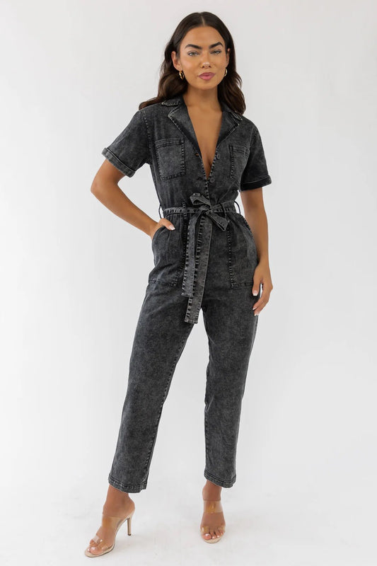 Kendall Black Washed Jumpsuit - FINAL SALE