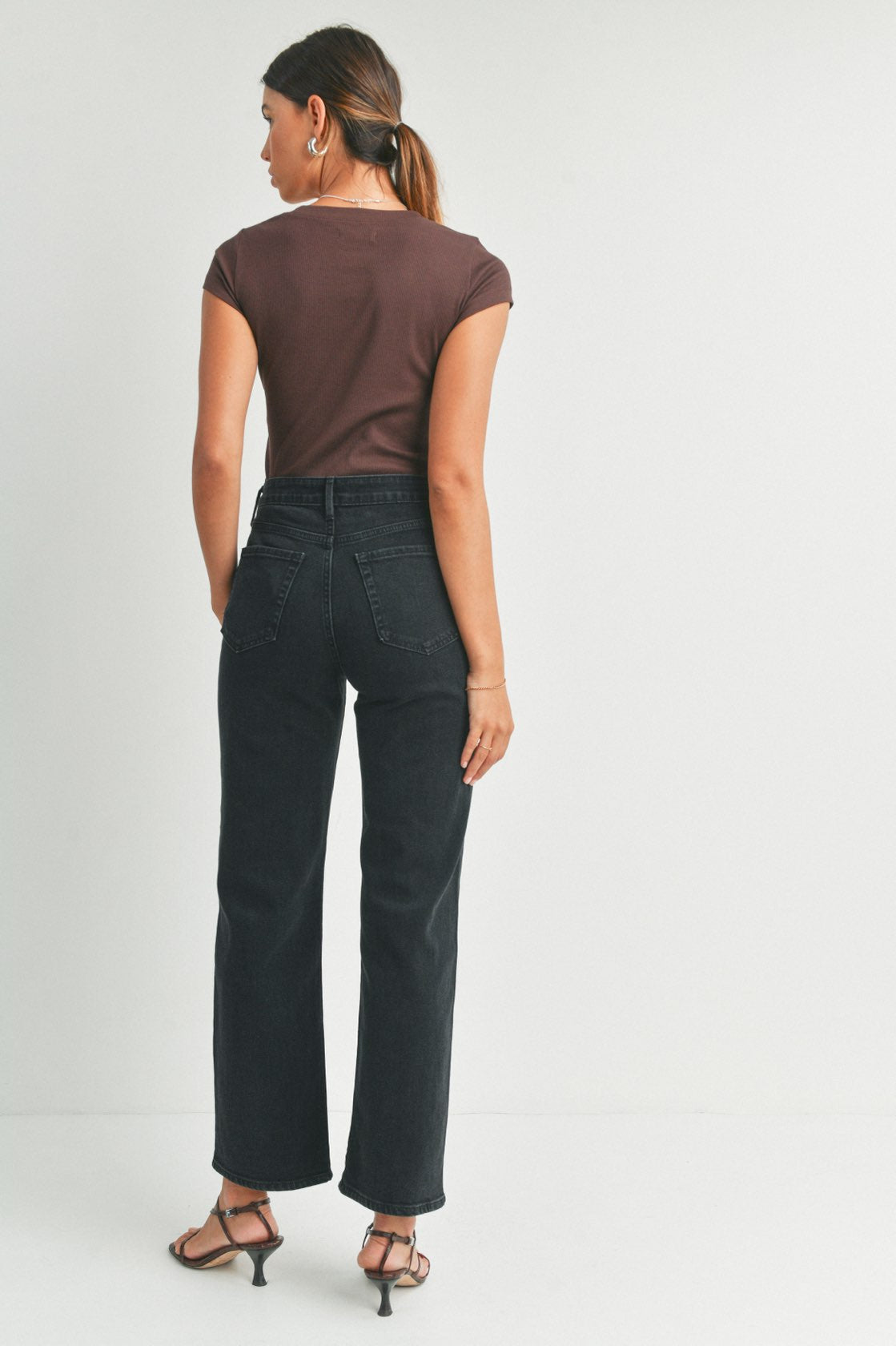 Raena Black Relaxed Straight Denim