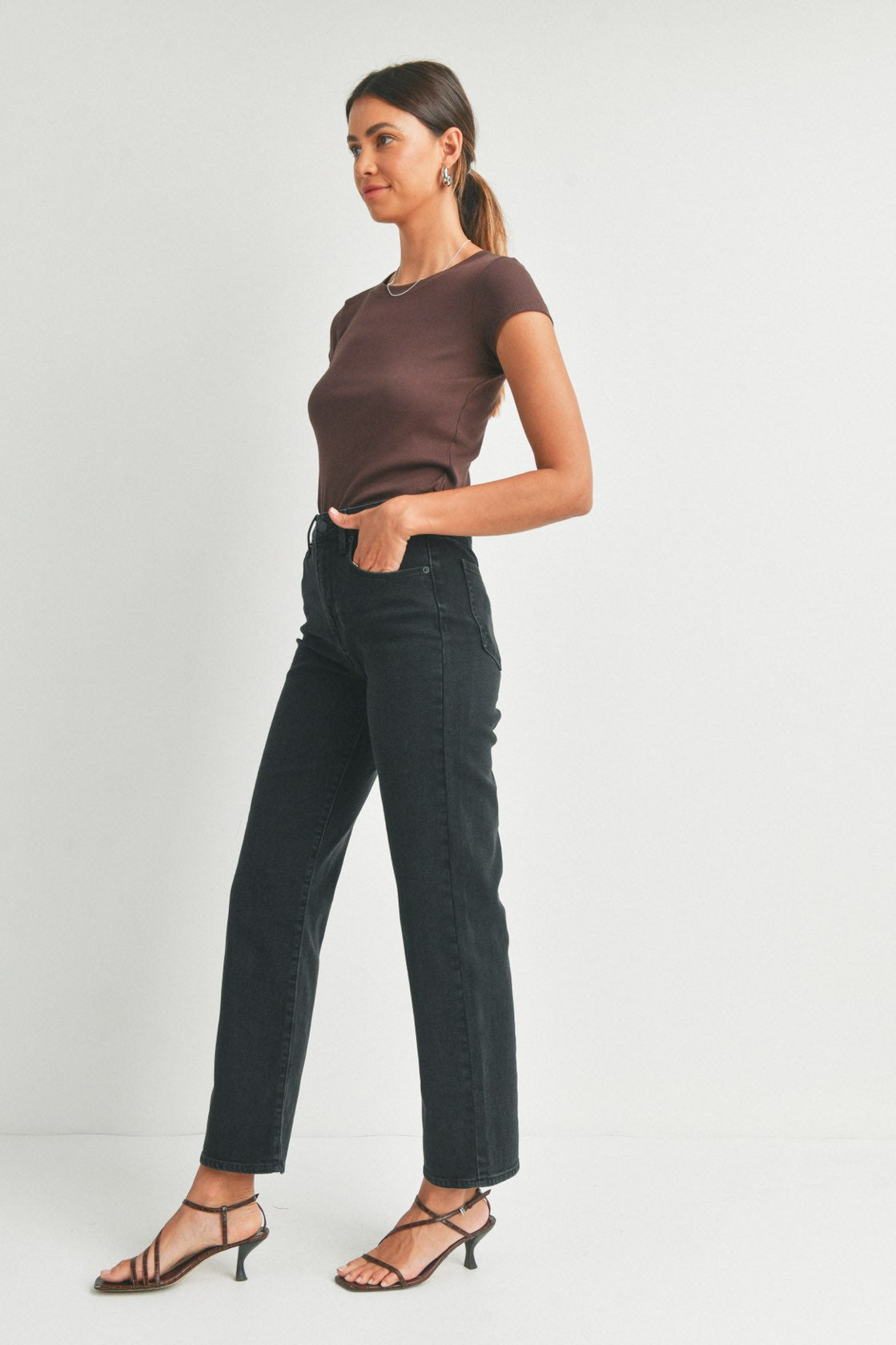 Raena Black Relaxed Straight Denim