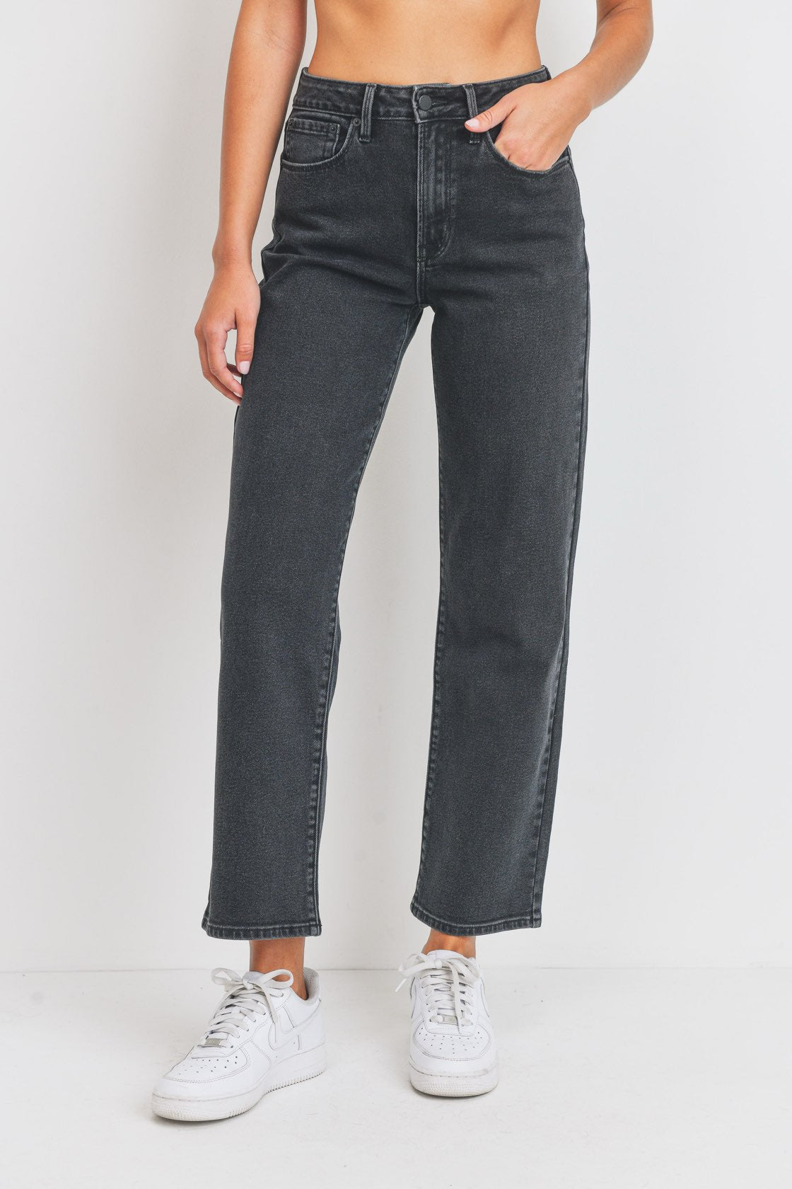 Raena Black Relaxed Straight Denim