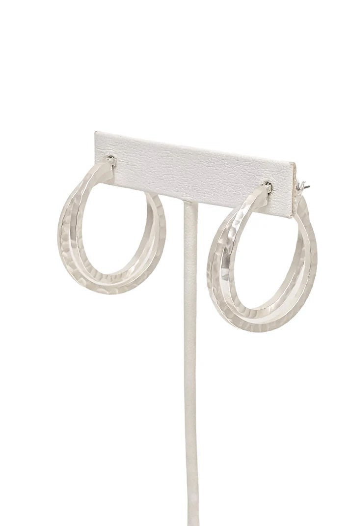 Zayda Silver Hammered Hoop Earrings - FINAL SALE