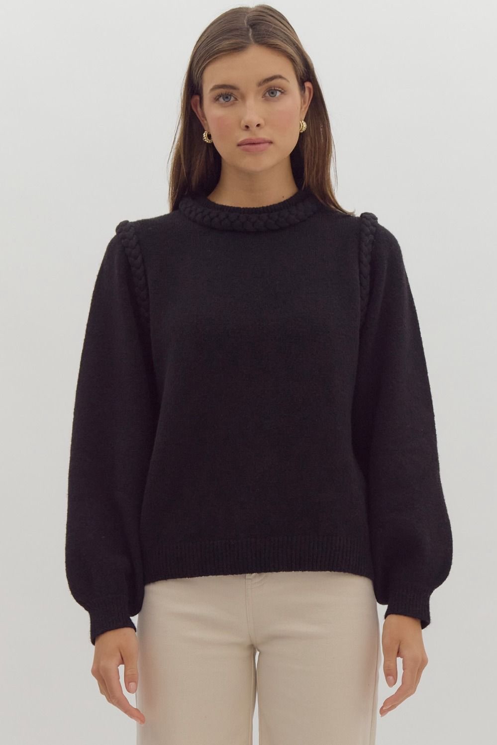 Carri Black Braid Detail Sweater