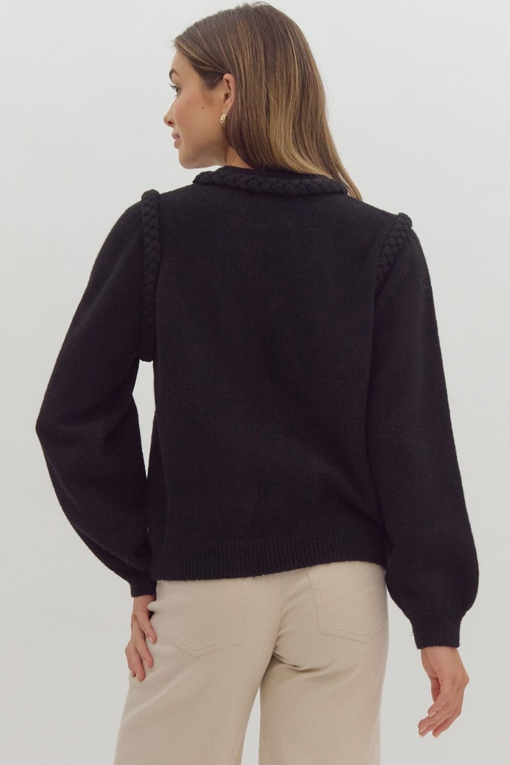 Carri Black Braid Detail Sweater