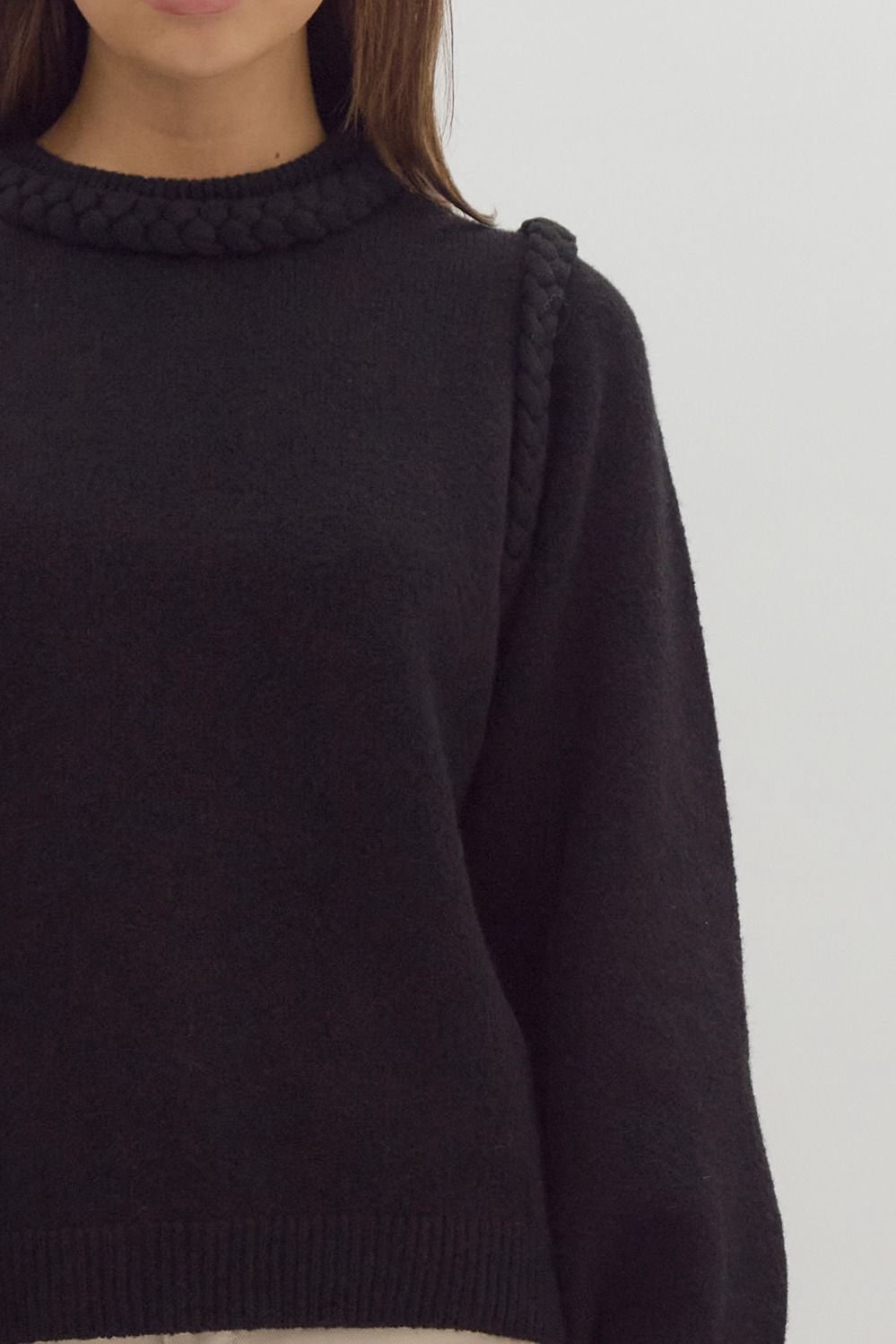 Carri Black Braid Detail Sweater