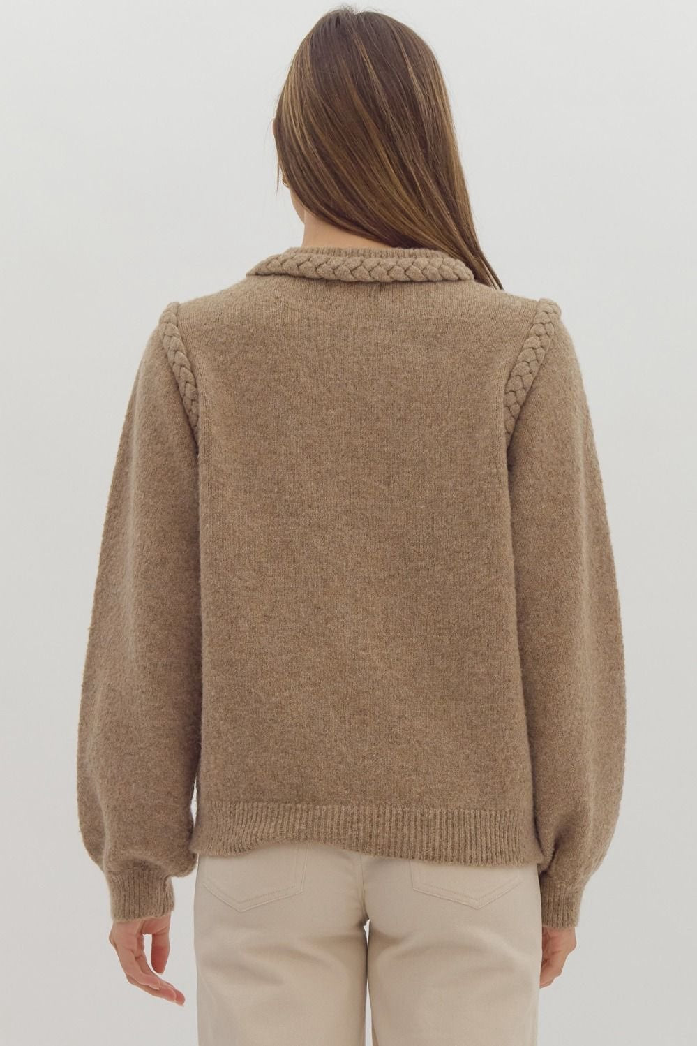 Carri Mocha Braid Detail Sweater