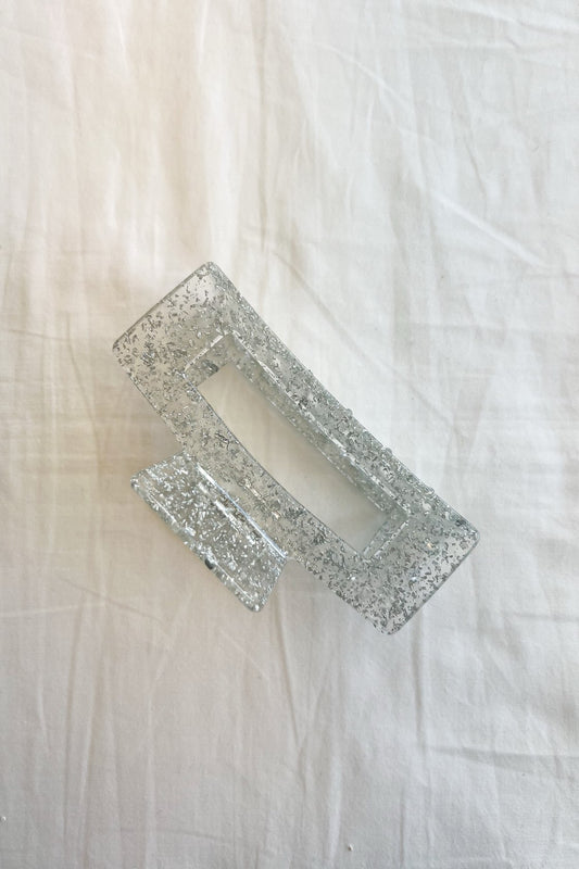 Betty Silver Glitter Jumbo Claw Clip - FINAL SALE