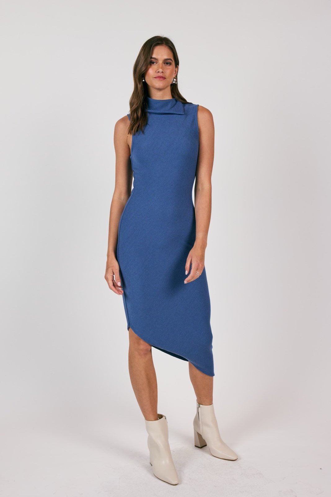 Emana Blue Asymmetrical Maxi Dress