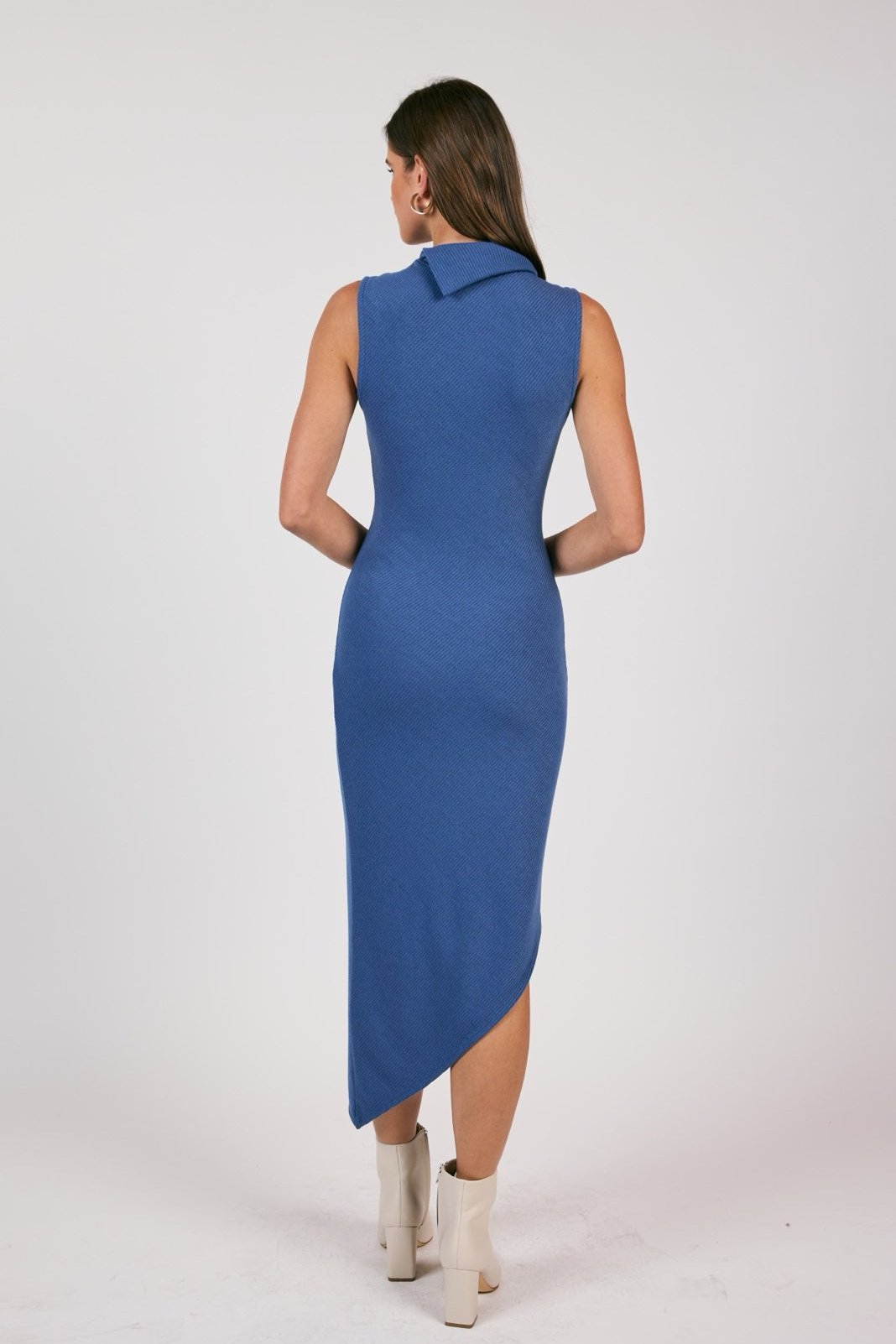 Emana Blue Asymmetrical Maxi Dress