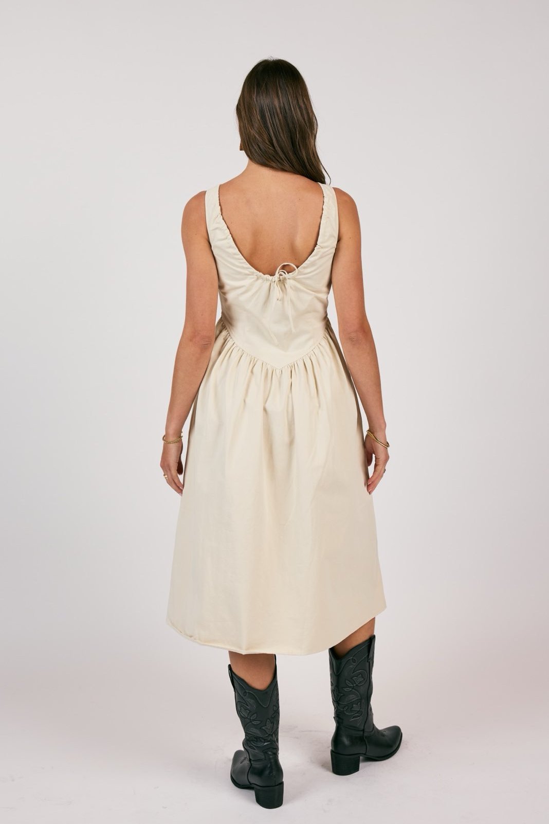 Seleia Cream Dropwaist Midi Dress