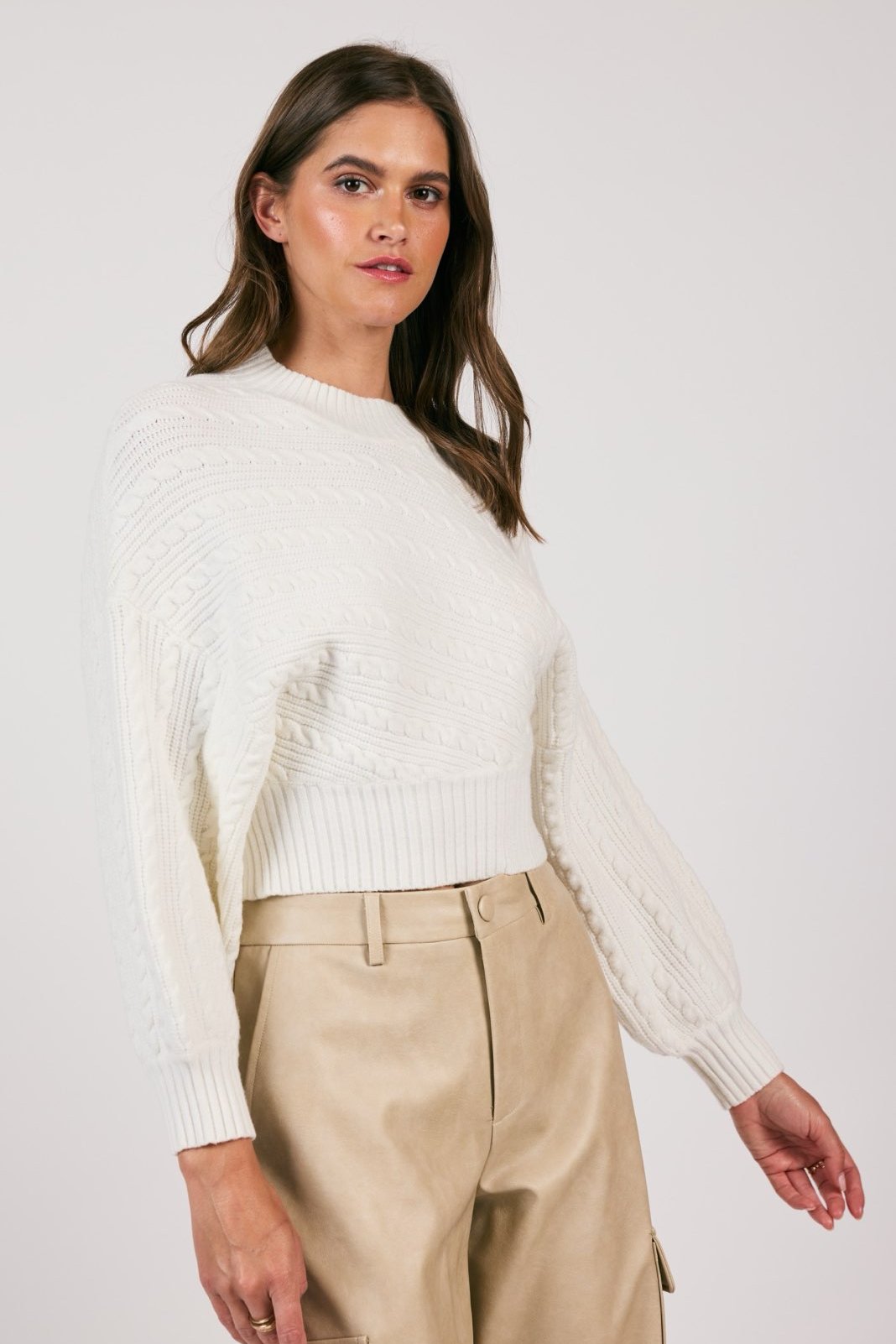 Kyana White Cable Knit Sweater