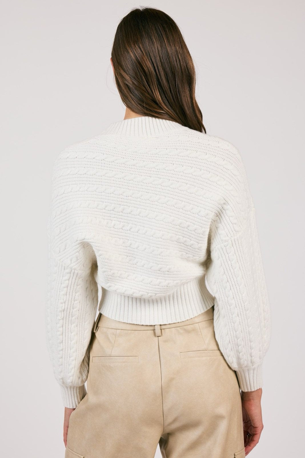 Kyana White Cable Knit Sweater